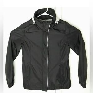 Nautica Womens Size Small Black Full Zip Lined Hooded Windbreaker Coat euc